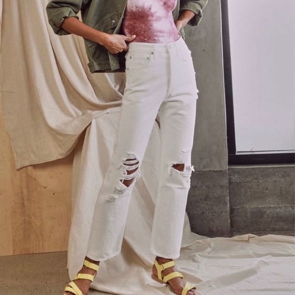 Agolde Denim - Agolde 90s straight jeans white with rips
